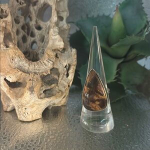 Size 7 3/4 to an 8 Australian outback Jasper ring Brown Stone rare stone 925